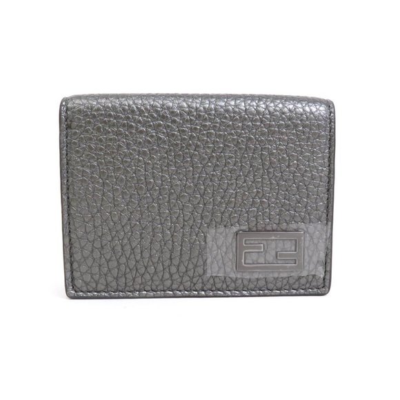 FENDI Tri-fold wallet in metallic grey leather for men 7M0280-AJJ1